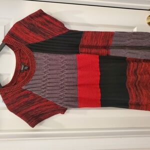 Style & Co. Red, Black, and Gray Colorblock Sweater
